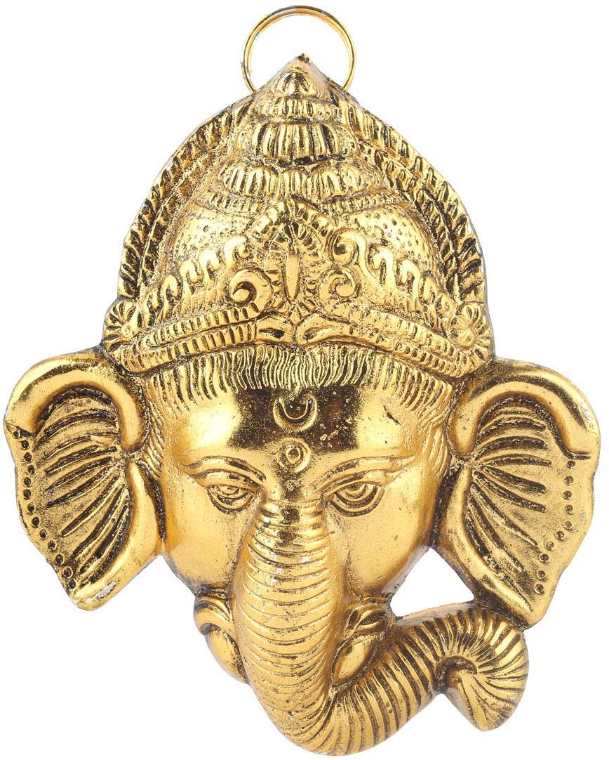 Prince Home Decor & Gifts Multicolour Handmade Decorative Feng Shui Metal Pan Leaf Hanging Metal Ganesh Ji Statue
