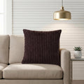 Yellow Weaves Pencil-Stripe Fur Cushion Covers | Soft Polyester | Decorative Sofa & Throw Pillow Covers | 16x16 Inches, Pack of 1 (Coffee)