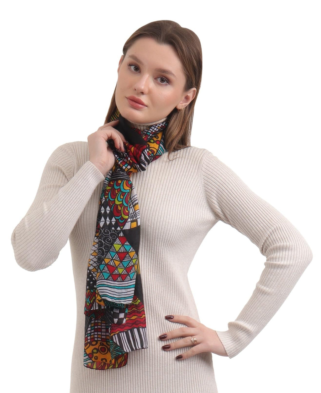 EH 100% Pure Mulberry Silk Scarf for Women, head scarf, neck scarf, hair scarf, digital printed long (22 X 72) (MC 23)