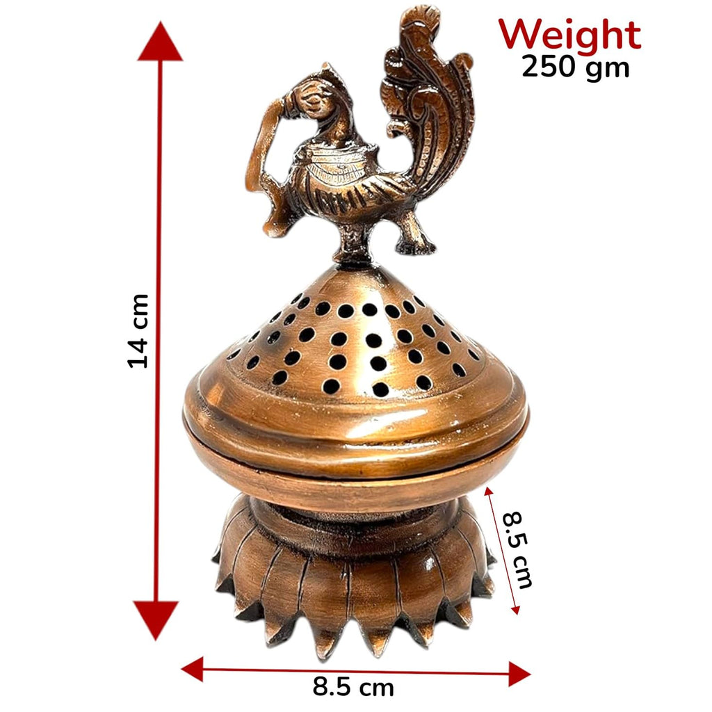 Kridaykraft Metal Copper Color Finish Dhoop Dani | Bakhoor Holder | Loban Burner | Incense Holder, for Poja Room