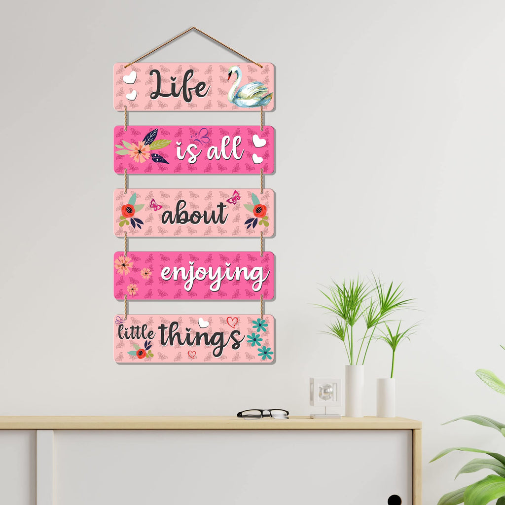 Artvibes Life Is All About Enjoying Things Printed Wooden Wall Hanging | Quotes Decor Item | Wall Poster | Office Decor | Wall Art Print | Inspirational Quotes | Unique Gift Items (WH_6210N)