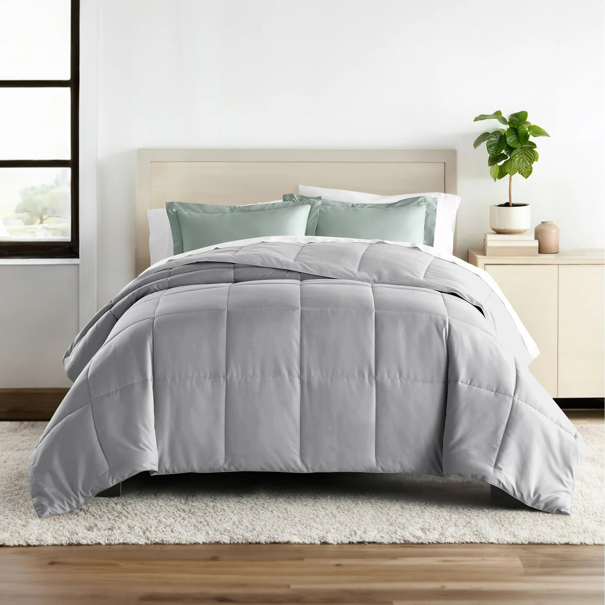 ALISHIBA CASA Hotel Collection 150 GSM All Season Comforter Single Bed AC Blanket/Quilt/Rajai Soft & Breathable Microfiber Lightweight (60 X 90 Inches) - Single Bed Comforter - Silver Grey Color Kafalo