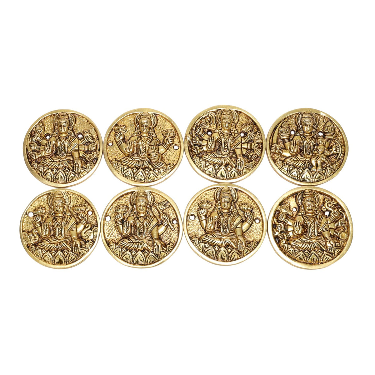 ARTVARKO Brass Ashtalakshmi Laxmi Set of 8 Pcs Ashta Lakshmi Wall Door Hanging Luxmi for Home Office Décor Gift (Each Idol 9x9 cm)