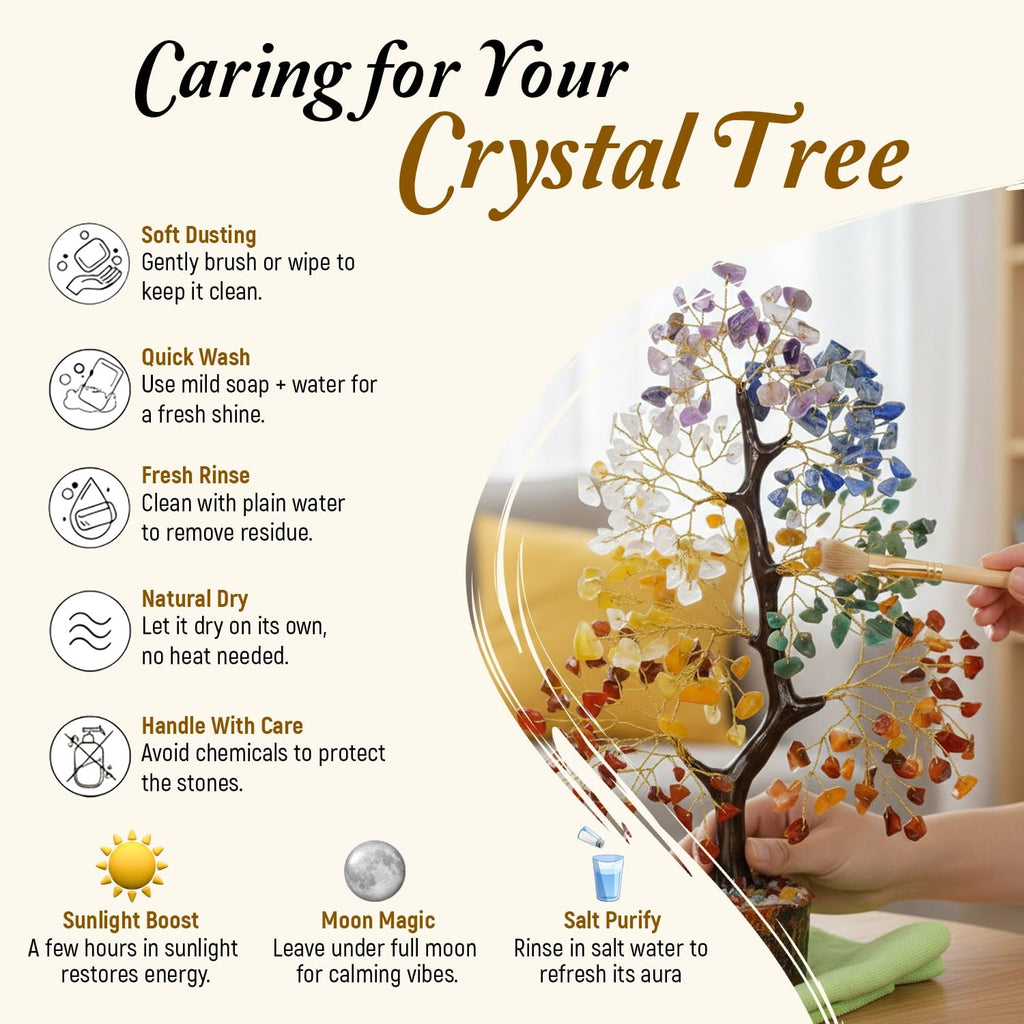 JD FRESH 200 Beads Crystal Tree/7 Chakra Crystal Tree/Showpiece Good Luck and Positive Energy/Showpiece for Living Room/Natural Healing Gemstones Money Tree/Lucky Tree for Good Luck (Multicolor)