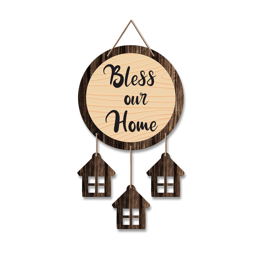 Artvibes Bless Our Home Quotes Wooden Wall Hanging Decorative Items for Home Decor | Gift | Livingroom Hanger | Modern Artworks Decoration Hangings Item (WH_7212N)