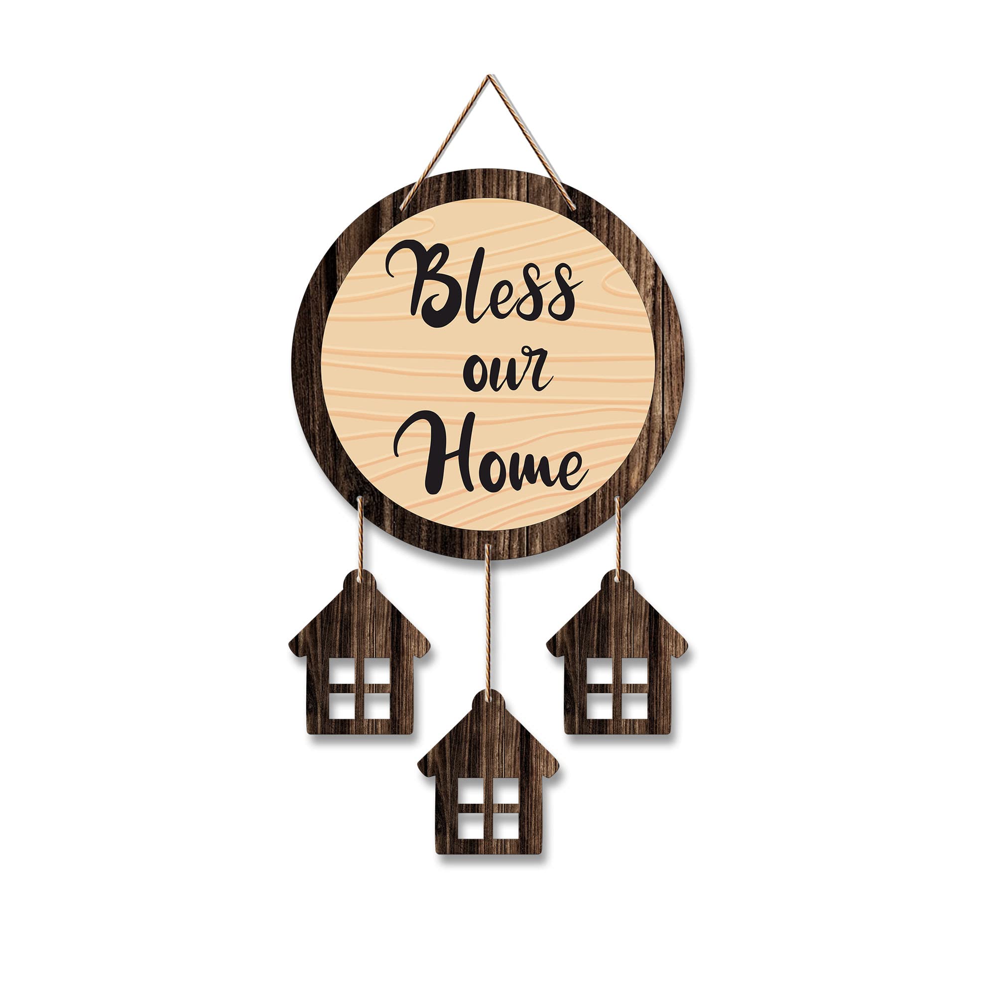 Artvibes Bless Our Home Quotes Wooden Wall Hanging Decorative Items for Home Decor | Gift | Livingroom Hanger | Modern Artworks Decoration Hangings Item (WH_7212N)