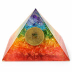 CALMINDS 7 Chakra Crystal Pyramid for Positive Energy, Natural Healing Crystal Pyramid with Feng Shui Coin, Reiki Charged Vastu Decor for Home Office Meditation Yoga Gift