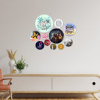 Artvibes Let Your Dreams Be Your Wings Round Shape MDF Wooden Wall Decor Items | Motivational Wall Decor | Wall Accent | Graphic Art | Gift Items | Office Wall Decoration Items (WPS_101N), Set of 11