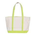 AQVA 24oz Premium Cotton Eco friendly Canvas Tote Bag, Multipurpose Handbag/Shoulder Bag For Shopping, Travel, Grocery, Work, Beach, Office, College (Lime)