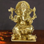ARTVARKO Brass Ganesha Idol Statue Murti Lord Ganesh Ganpati Kalash Idols for Home Entrance Decor Pooja Room Temple Mandir Diwali Decoration Gifts 6 Inch