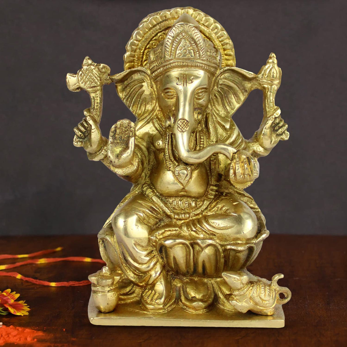 ARTVARKO Brass Ganesha Idol Statue Murti Lord Ganesh Ganpati Kalash Idols for Home Entrance Decor Pooja Room Temple Mandir Diwali Decoration Gifts 6 Inch