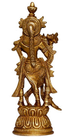 ARTVARKO Brass Lord Krishna God Murti Statue of Love Flute Playing Home Décor Living Pooja Room Mandir Temple Height 6.75 Inch