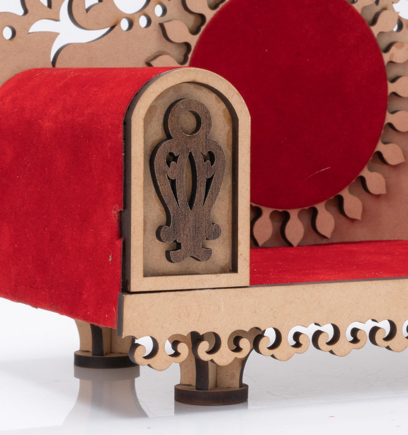 GREECHO Wooden Singhasan Pooja Stand Mandir Art and Craft MDF Plywood Handmade Sinhasan Pooja Mandir, Jhula Stand Throne for Krishna, Ganesha (Singhasan 01)