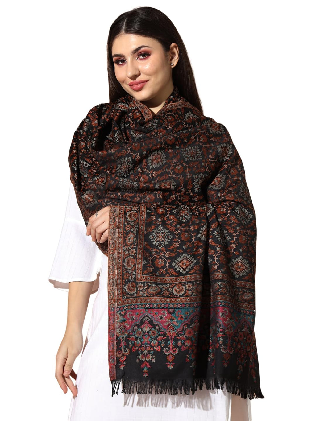 Pashmoda Women Zarif Woven Design Jamawar Shawl (Size 101X203 CM)