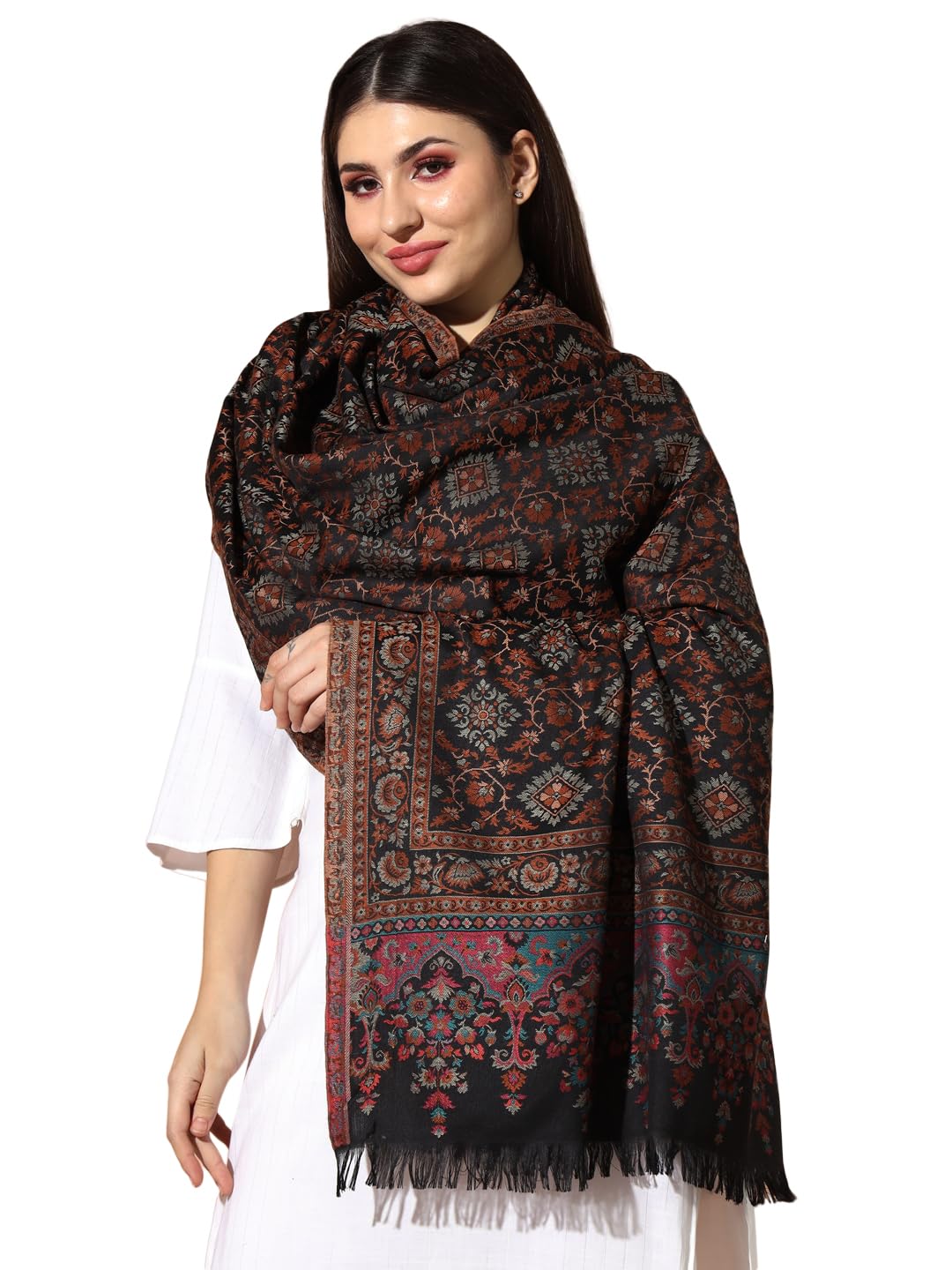 Pashmoda Women Zarif Woven Design Jamawar Shawl (Size 101X203 CM)