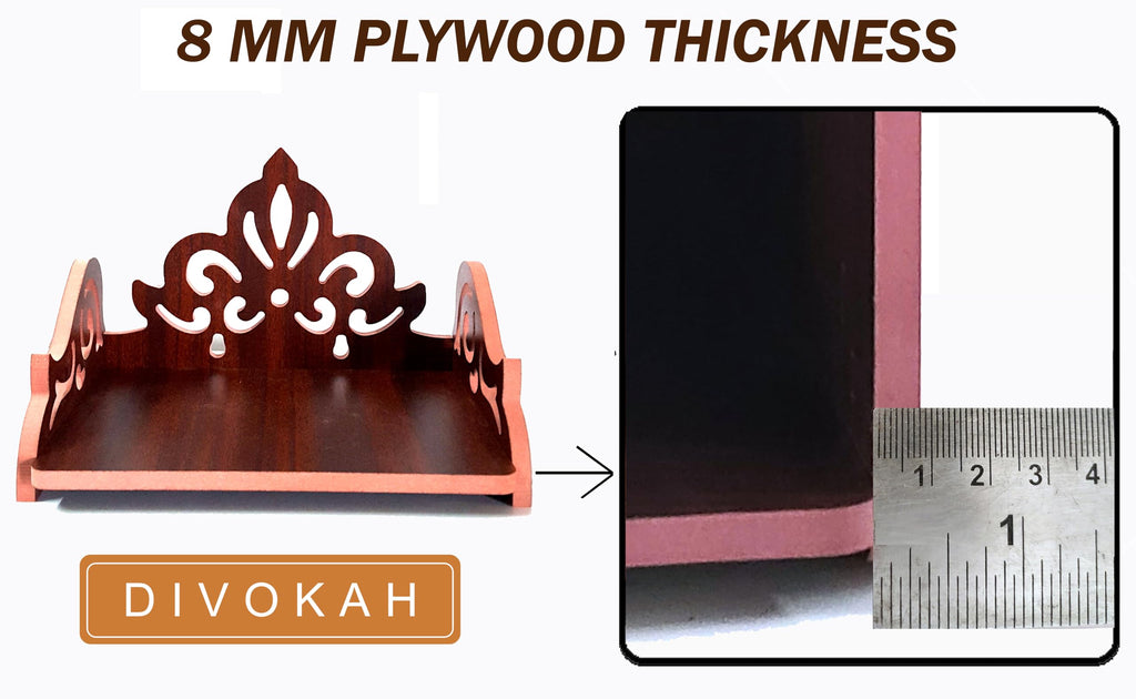 DIVOKAH® Plywood Small Wooden Temple for Home Office and Shop/sinhasan/Pooja Stand/Hindola (8.5 in * 6 in * 5.5 in) (8 MM Plywood Thickness) BR_SINHASAN