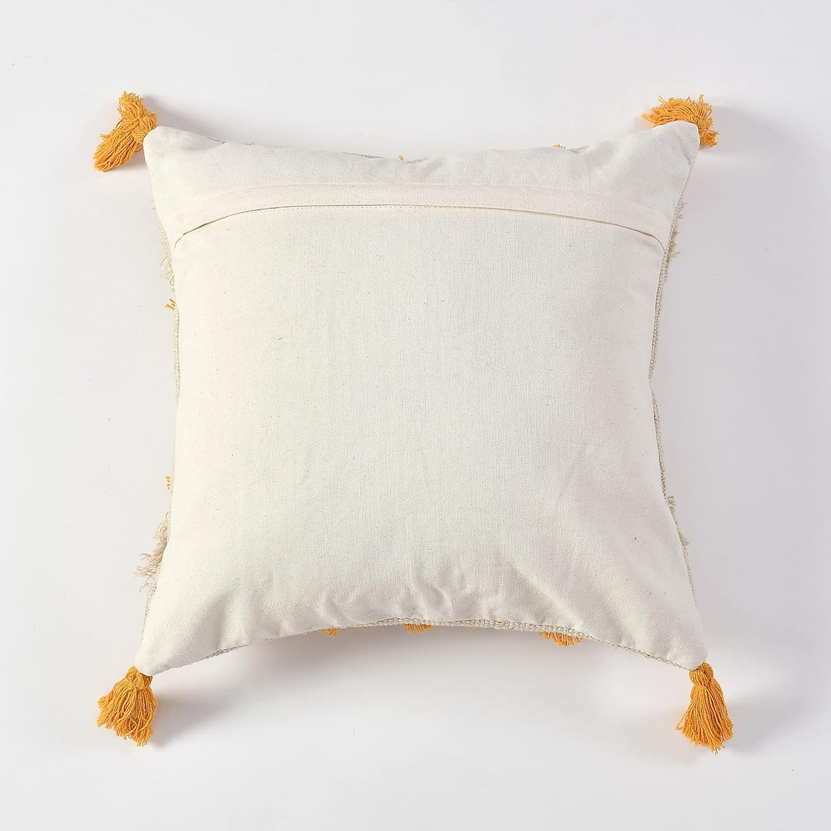 Furnistitchs Premium Decorative Throw Cushion Pillow Cover Boho Home Decor - Living Room Bedroom Couch Sofa Cushion Covers 16 inch x 16 inch (2, Mustard Tassels)
