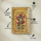 ATRANGI STUDIO Handpainted Wooden Wall Frame | Rajasthani Traditional Craft | Decorative Floral Wall Hanging Art for Living room, Bedroom, Office | 12×8 Inch, Yellow