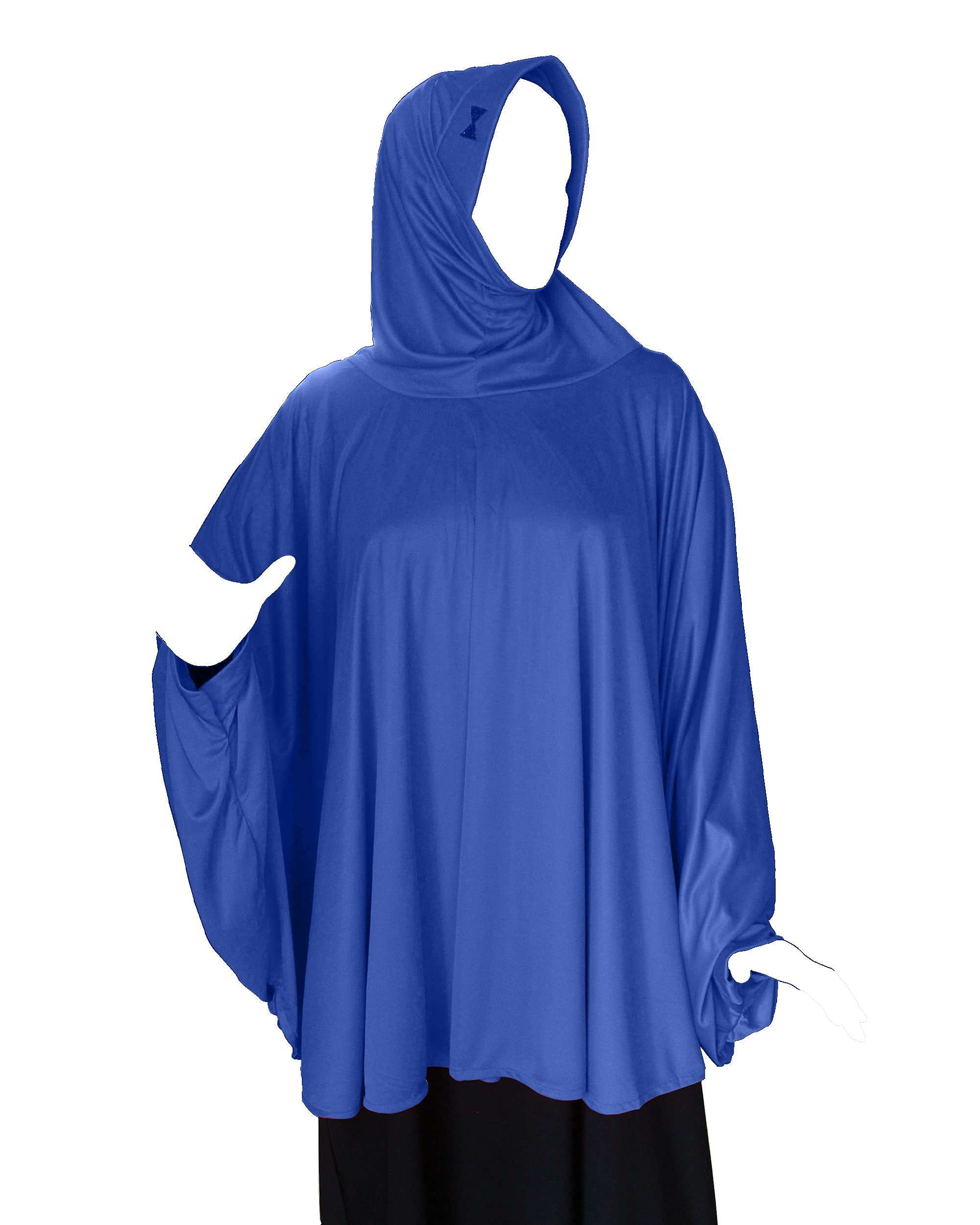 Mehar Hijab's Modest Women's Stylish Instant Sleeve Hijab Solid Polycotton Feel Good Fabric HANANA Sleeve Hijab Free Size (Royal Blue)