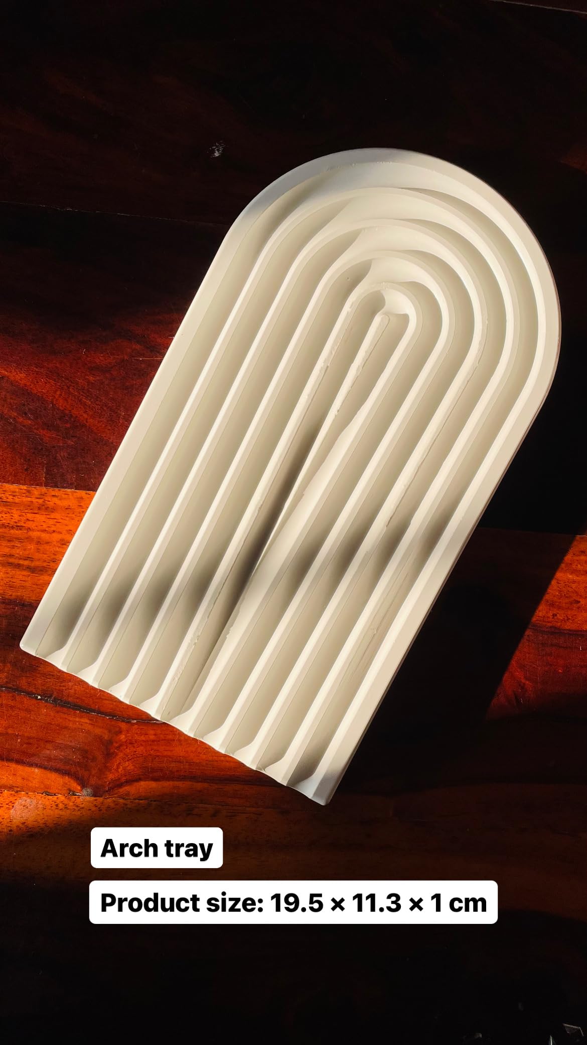 TREETRUNK® Concrete Arch Tray | Concrete | Decorative | Rainbow | Minimalist Decor | Trinket Tray | Modern Home Decor | New Home Gift | Multipurpose (19.5×11.3×1cm) (Off White)