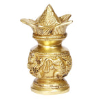 ARTVARKO Brass Laxmi Ganesh Kalash with Coconut Lakshmi Ganesha Kalash Manglam Nariyal Leaf Puja Temple Home Decorative Items 6 Inches