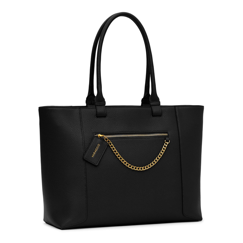 Miraggio Kris Laptop Tote Bag | Shoulder Bag For Office Fits Upto 14 Inches Laptop | Office Tote Bag | Gift For Women- Black