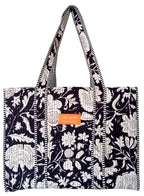 Cotton Tote bag for Women | Shoulder Bag | Reversible Bag | Durable Shopping bag | Reusable Grocery Bags | Eco friendly Bags| Handmade Cotton Bag | Stylish Quilted handBag (White Black)