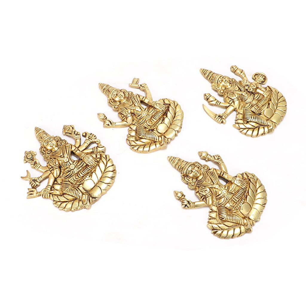SVARUP Brass Goddess Ashtalakshmi Statue Wall Hanging Ashta Lakshmi (Set of 8) Asthalakshmi for Diwali Puja Mandir Gift (11x14 cm)