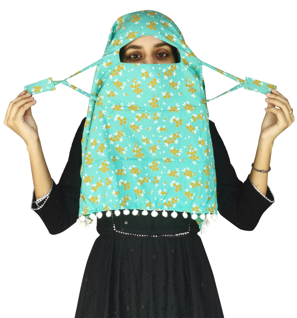 Switchon Rayon Mill dye Innovative scarf Hijab for Women with closer Hook and Loop Tape size adjustable -Scoty Scarf (Green2)
