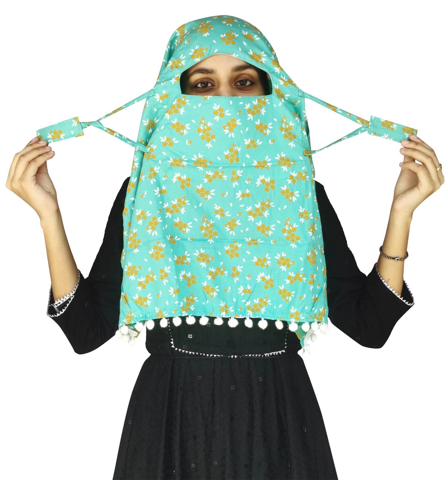 Switchon Rayon Mill dye Innovative scarf Hijab for Women with closer Hook and Loop Tape size adjustable -Scoty Scarf (Green2)