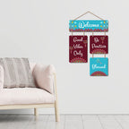 Artvibes Be Positive Blessed Welcome Wooden Wall Hanger for Gateway | Quotes Decor Item | Door Quotes Hanging | Wall Poster | Modern Decor Items | Gift Items for Home Decor | Wall Accent (WH_6509N)