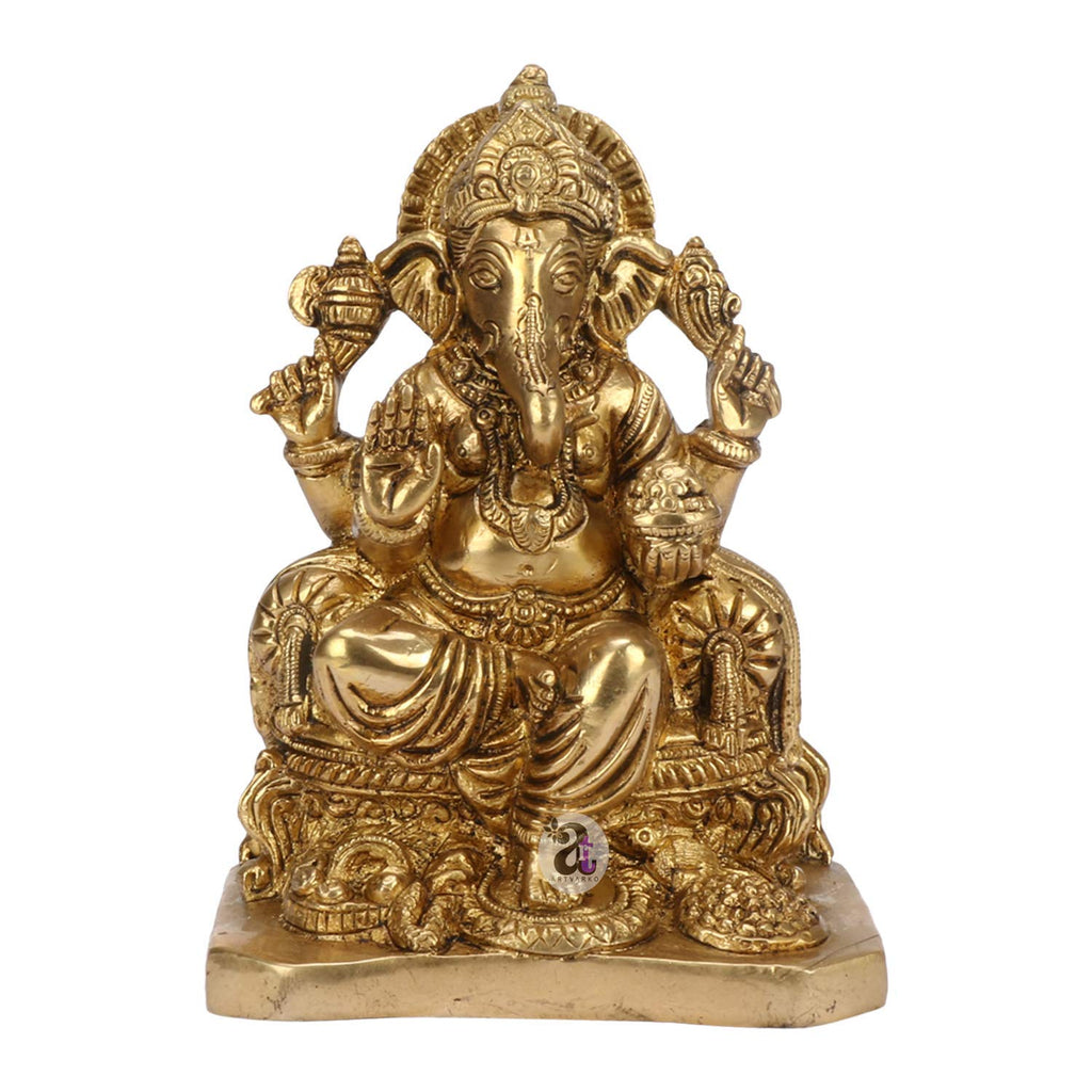ARTVARKO Brass Ganesh Bhagwan Moorti Idol Ganapati Vinayak Murti for Home Decor 6.5 Inches