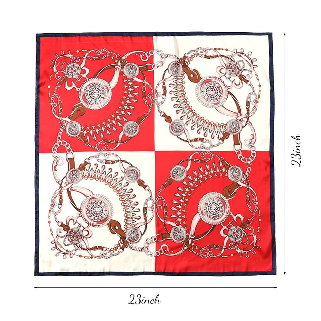 PALAY Red Satin Scarf for Women, Silk Feeling, 23 × 23 Inches