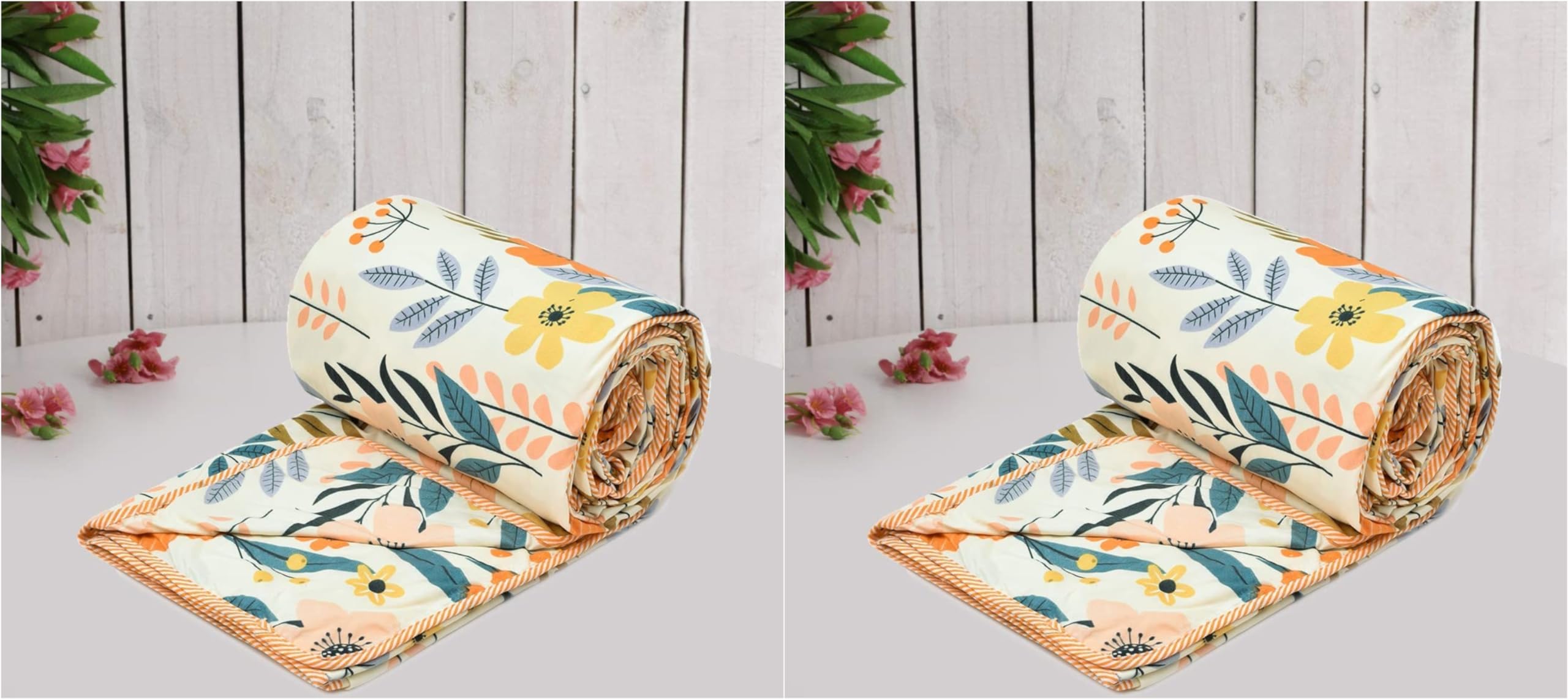 COZY FURNISH Super Soft Brushed Microfiber Cotton 3 Layer Breathable Set of 2 Single Dohar Lightweight Warm Bed Dohar 57X87(Inches) 144X220(CM) All-Weather 120 GSM AC Dohar Blanket Kafalo