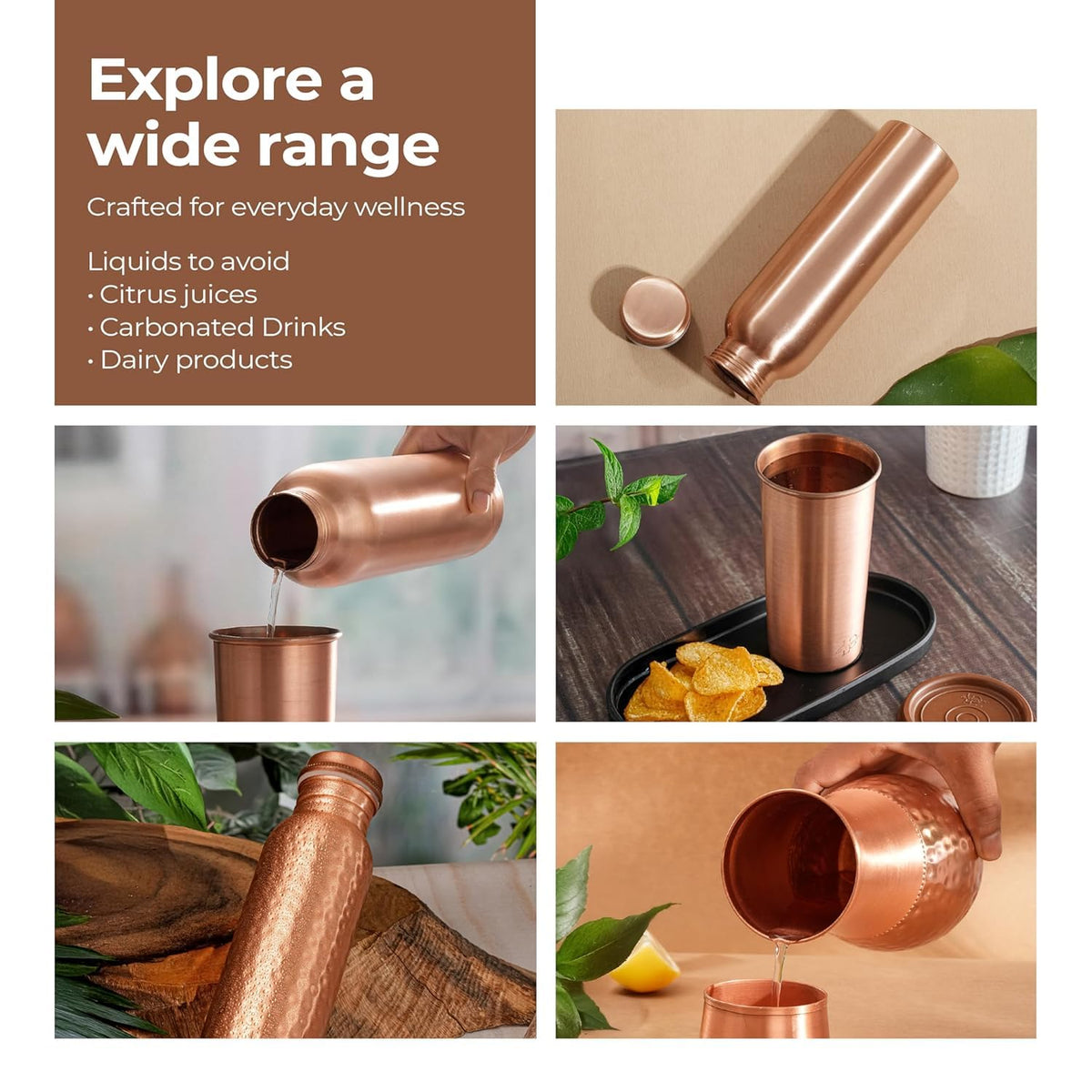 Lifelong 900 ml Copper Water Bottle | Natural Alkaline water | Leakproof & Lightweight Design Boosts Immunity | Anti-Bacterial, BPA Free, Easy to Clean with Secure Cap for School, Travel, Gym & Work