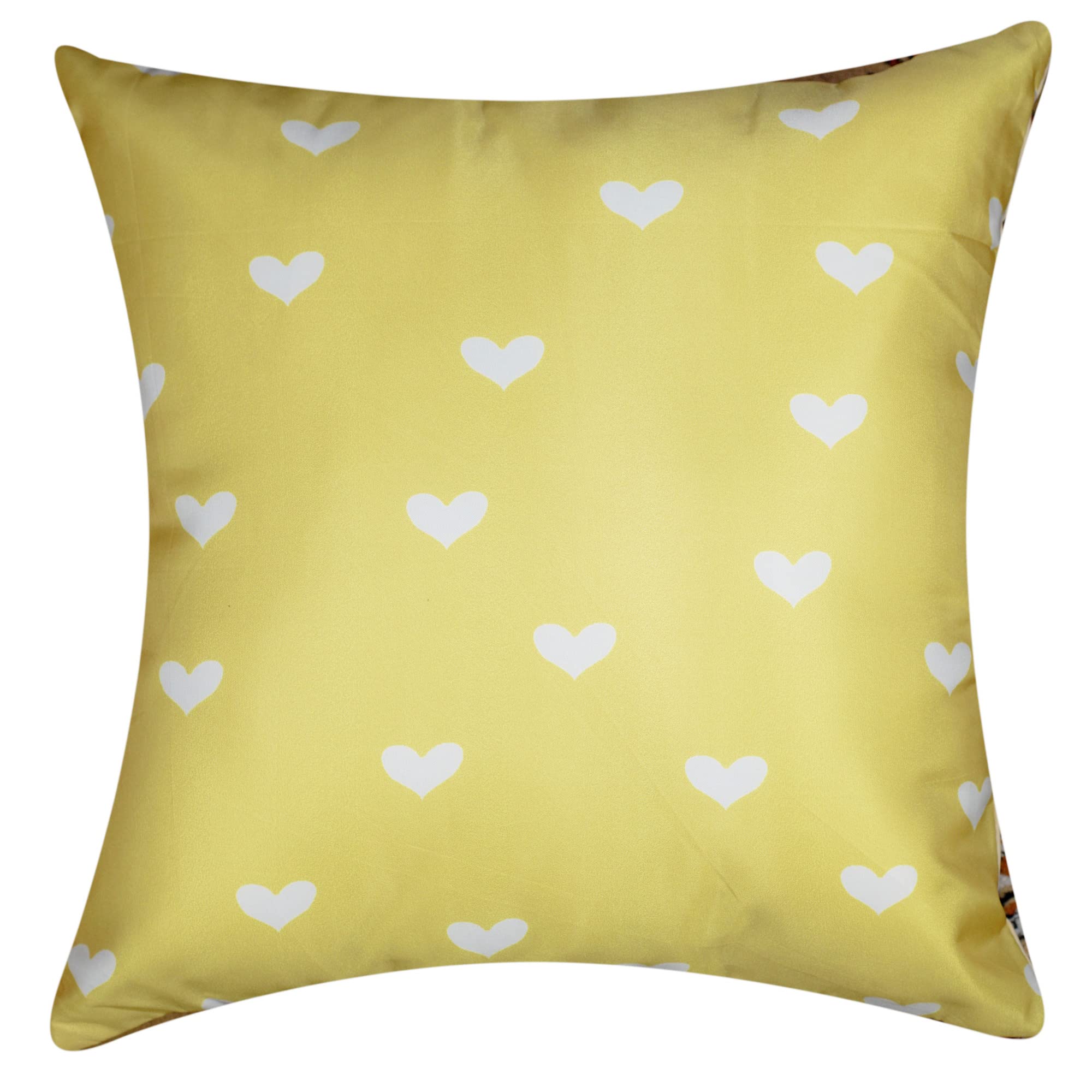 Vendola 3D Decorative Satin Sofa Cushion Covers Set of 5, 12 inch x 12 inch, Sofa Pillow Cover, Yellow and White Colour, Floral Design, Zipper Closure (Marigold, 12X12 Inches)