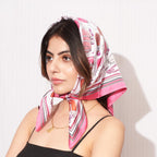 SALTY Wine & Dine Pink Printed Scarf for Women | Head Scarf for Women Soft, Lightweight | Hair Scarf | Latest Scarves for Girls | Spring, Summer & Fall Fashion Accessory