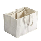 Home Care Store Cotton Canvas Reusable Vegetable Utility Bag/Grocery Bag/Carry Bag/Shopping Bag With 6 Compartments/Pockets For Organized Storag (White)