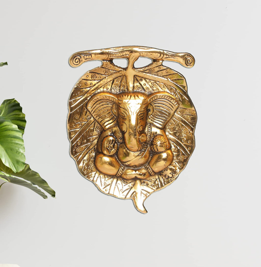 KridayKraft Metal Ganesha ji Statue Ganpati Wall Hanging Sculpture Lord Ganesh Idol Lucky Feng Shui Home Office Wall Décor & Gift on Diwali Wedding Decorative Showpiece Item