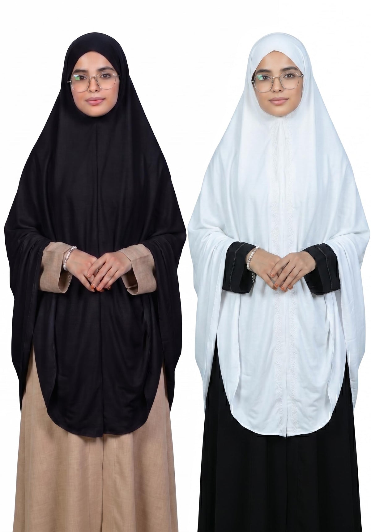 AL RIDHA Women's Premium Sarina Crystal Namaz Hijab | Readymade Namazi Scarf & Rumali for Daily Prayer | Soft & Lightweight Islamic Prayer Wear (Pack of 2)