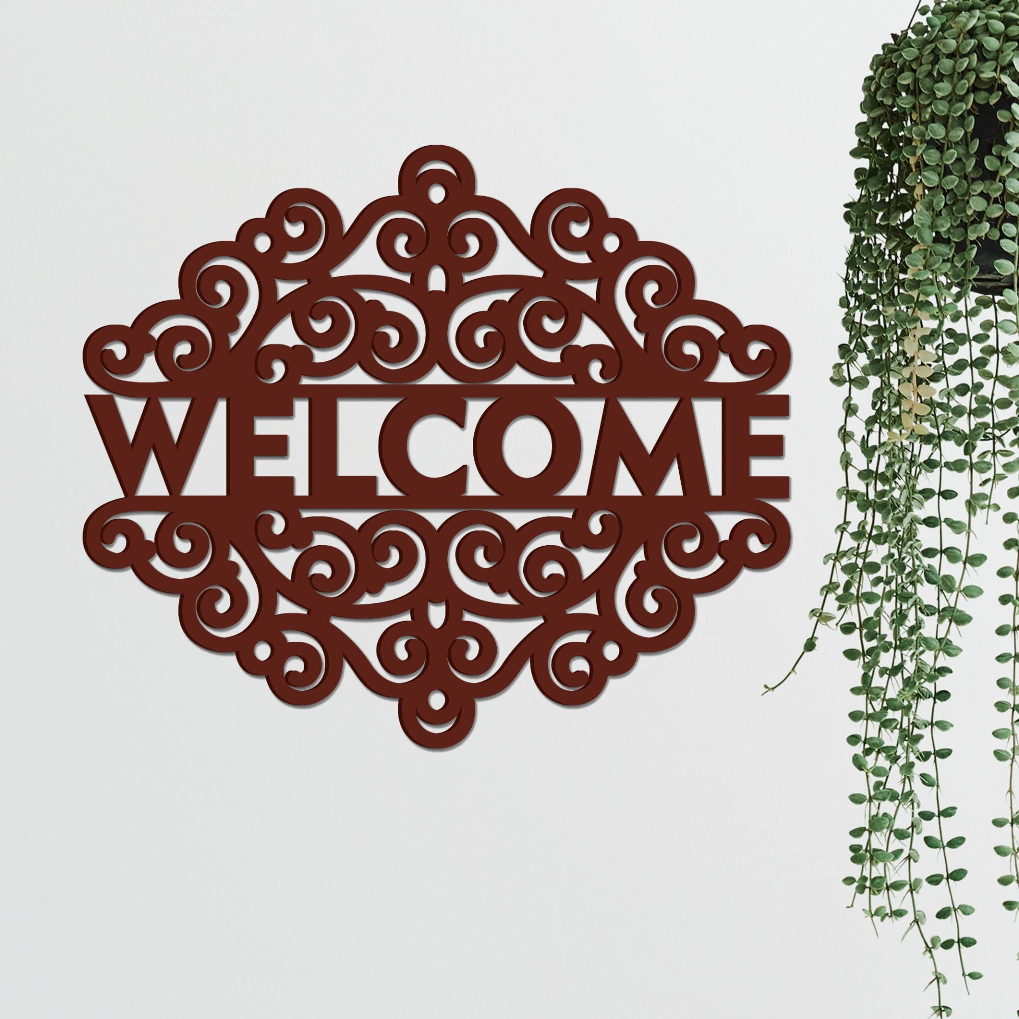 VIBECRAFTS Welcome Text MDF Wooden Wall Hanger for Home Decor|Office|Gift (WHVC1Pcs1_50025)