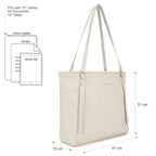 Fastrack Casual Laptop Tote Bag For Girls, Large Size With A Zipper Closure And Padded Laptop Compartment, Compatible With Laptops Up To 14 Inches, Double Handle Bag, Off White