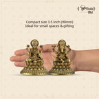 Shilpkala Laxmi & Ganesh Idol 3.5 inch - Decorative Idols for Home Decoration,Temple & Study Table, Spiritual Brass Idols Gift Item for Wedding & Farewell, Statue for Worship (Coffee Antique)