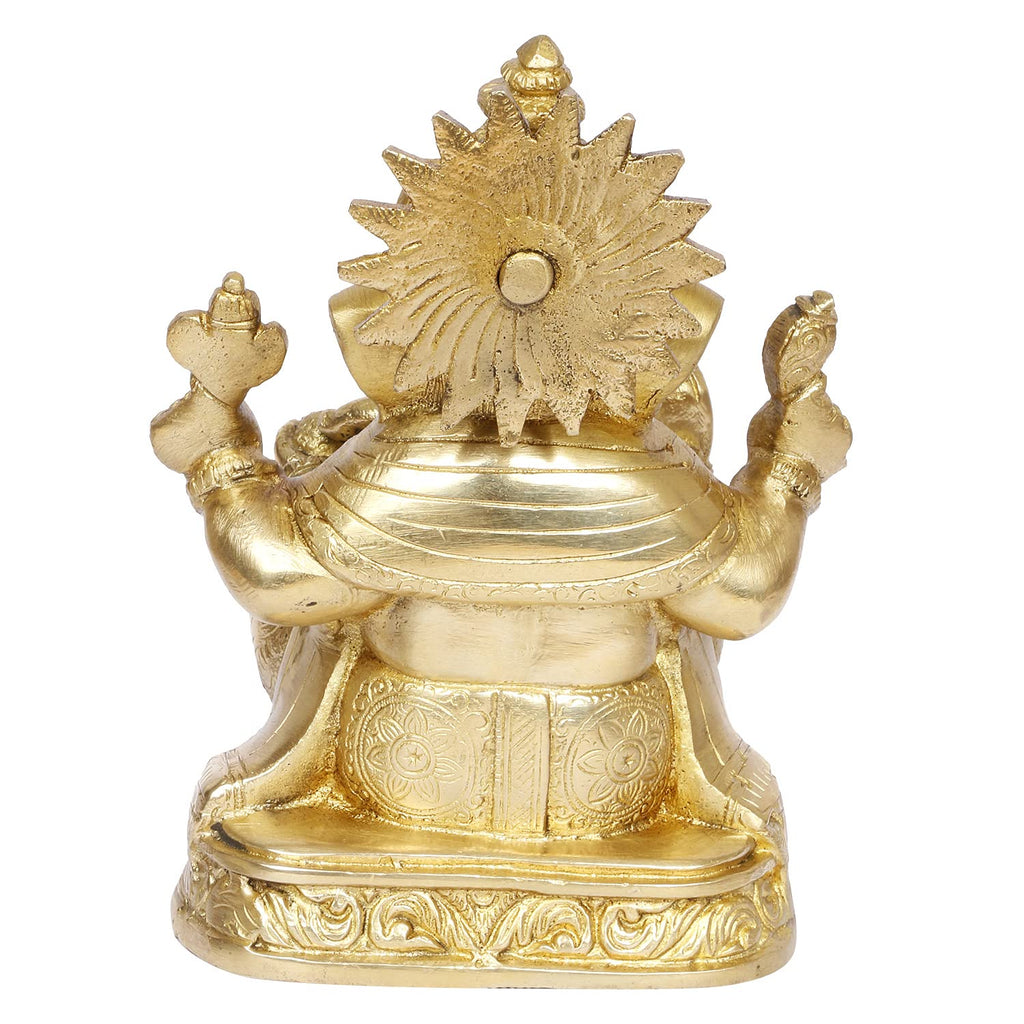 ARTVARKO Brass Sitting Ganesha Ganpati Idol for Gift Ganesh Big Size Murti Home Décor Shop Entrance Height 6.5 Inches