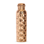 Indian Art Villa Copper Water Bottle – 1000 ML, Mirror Shine Finish, Lacquer Coated Diamond Design, Ayurvedic Pure Copper Bottle for Daily Use, Drinkware, Perfect for Home, Office and Travel, Set of 1