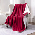 BSB HOME Polyester Micromink Winter Blanket Sherpa Super Soft Flannel Solid/Plain Dohar/Comforter/Rajaai, Dark Red, Size 220 x 228 Cms (Approx 7.4 x 7 ft) (Double) Kafalo