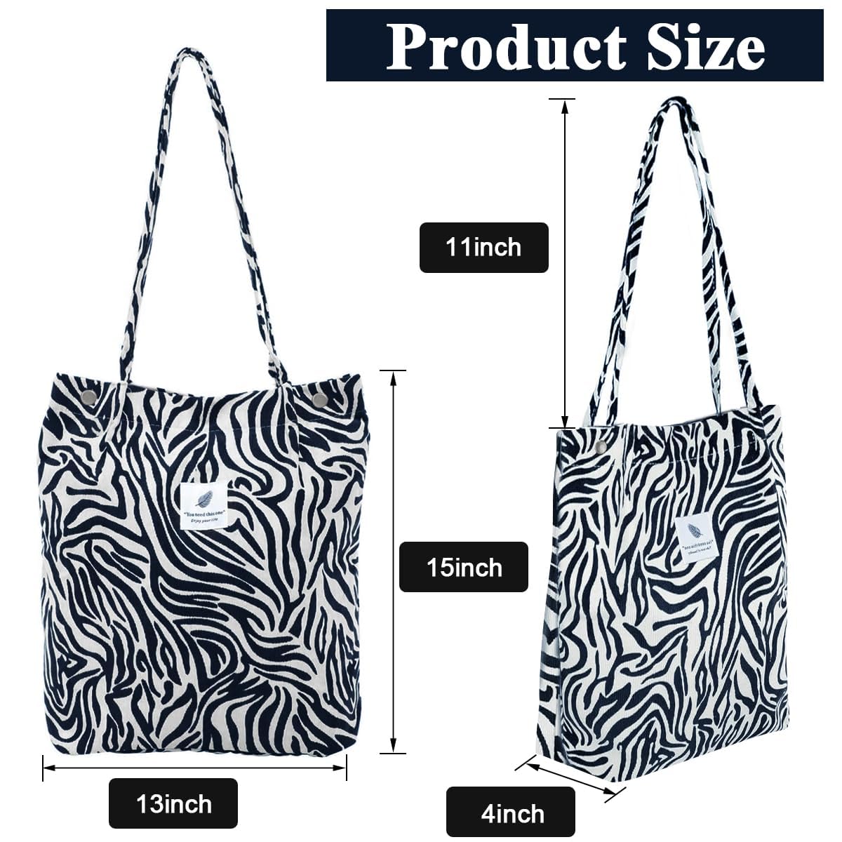 BROGBUS Casual Design Shoulder Handheld Tote Handbag for Women, Girls Canvas Jhola Bag for College Office Use (Zebra Color)