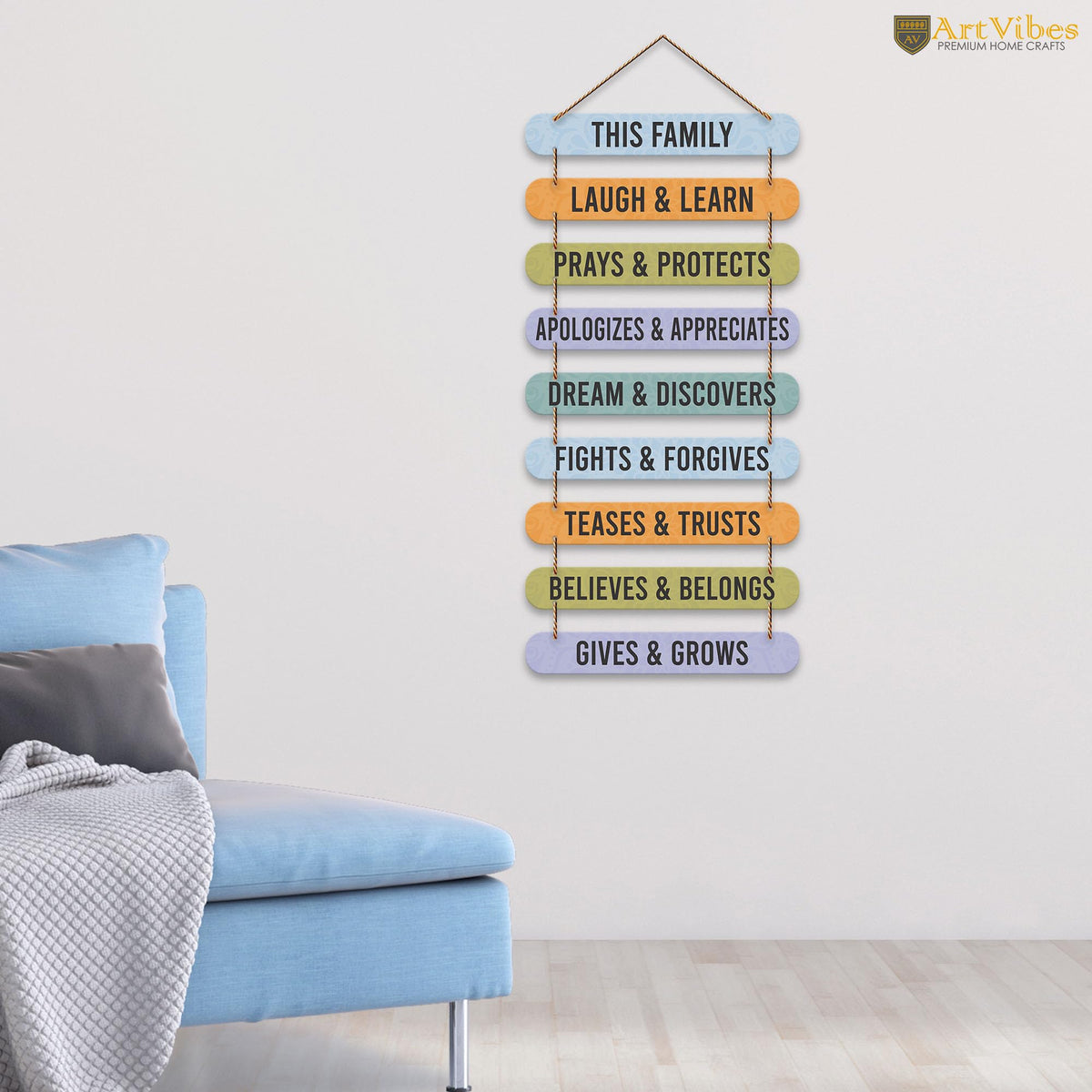 Artvibes Family Quotes Wooden Wall Hanger for Home Decor | Quotes Decor Item | Craft For Everyone | Wall Accents | Gift Items | Wall Illustrations | Artworks Hangings | Mdf Wall Decoration (WH_9323N)