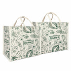 DOUBLE R BAGS Waterproof Cotton Canvas Shopping Bag | Large Reusable Grocery & Kitchen Essentials Tote with short Handles | Eco-Friendly Cloth Carry Bag (45x35x27.7 cm, 1 Compartment, Green) Pack of 2