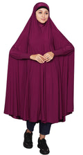 ICW Women Stretchable Jersey Smoking Sleeve Jilbab Cum Prayer khimar Hijab (Free Size) 60 Inch (Magenta Pink)